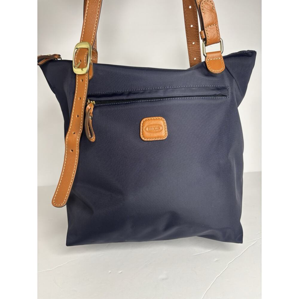 BRIC'S Milano X bag sportina shopper tote in navy blue nylon and leather